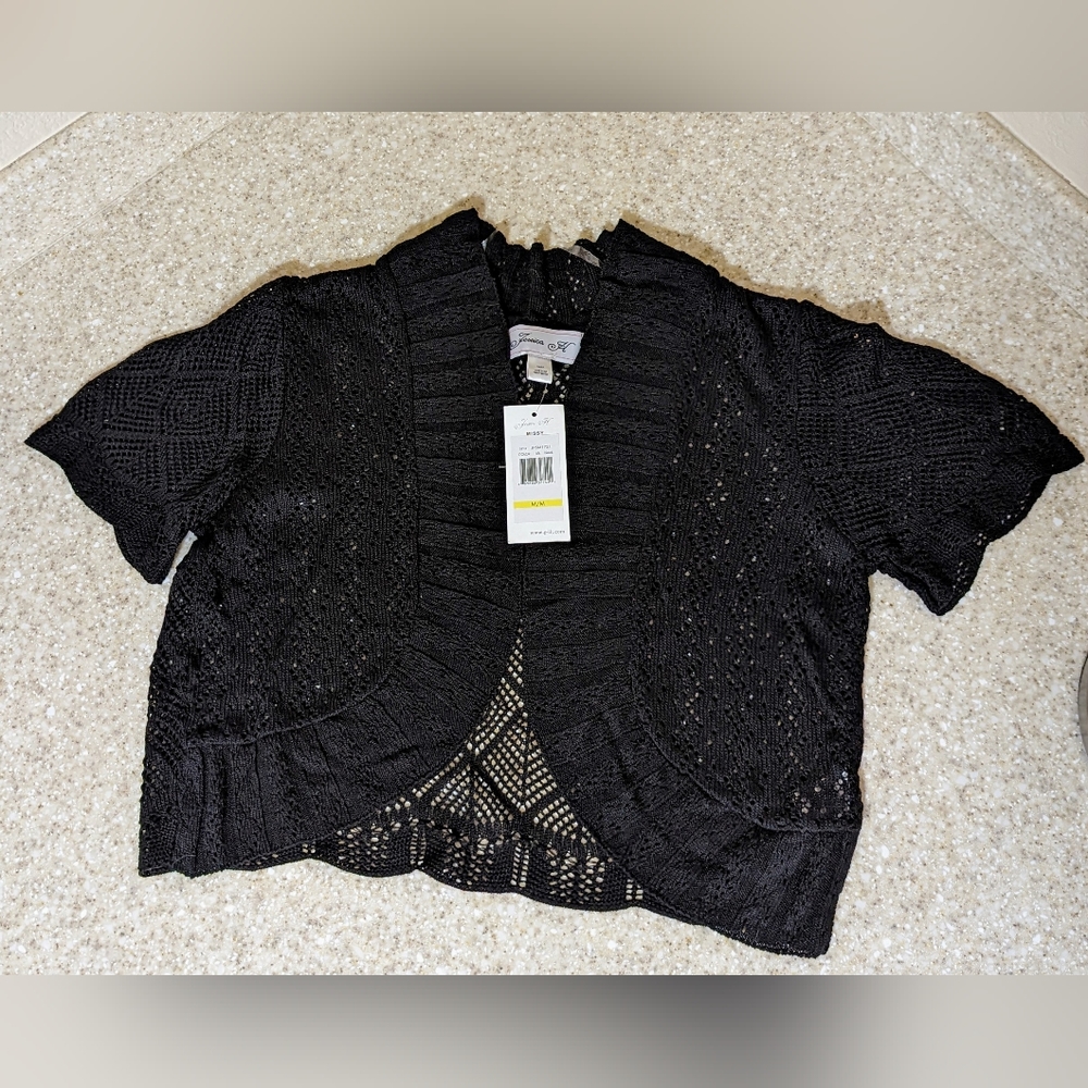 Soft black lace design medium shrug new with tag